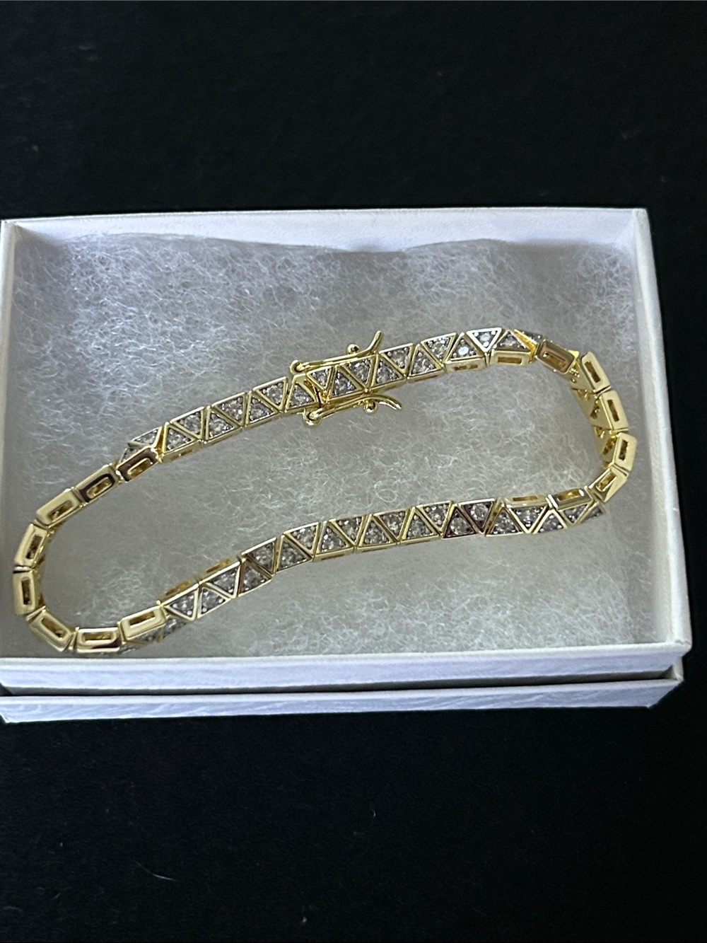 Golden Crystal Tennis Bracelet - 7 inches Elegant Women's Jewelry